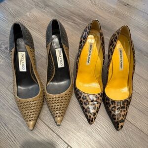 Manolo Blahnik Jimmy Choo Bundle Of 2 Heels 39/39.5